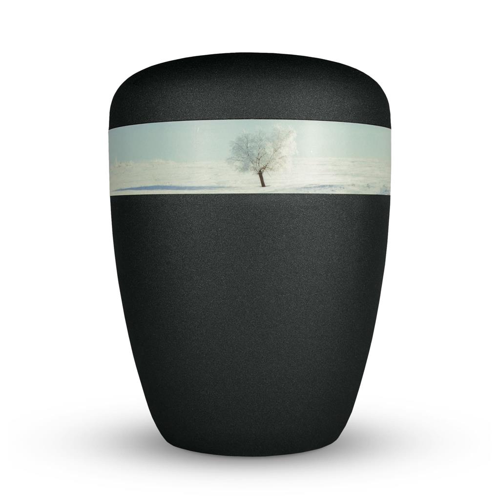 Biourne, glint-midnight-black lackiert, Fotobanderole "Baum im Winter"