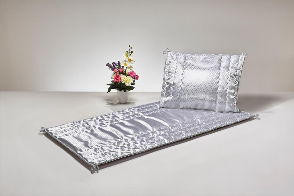 Deckengrt., Damast weiß Dess. 21, Kordel, 400 g/m²