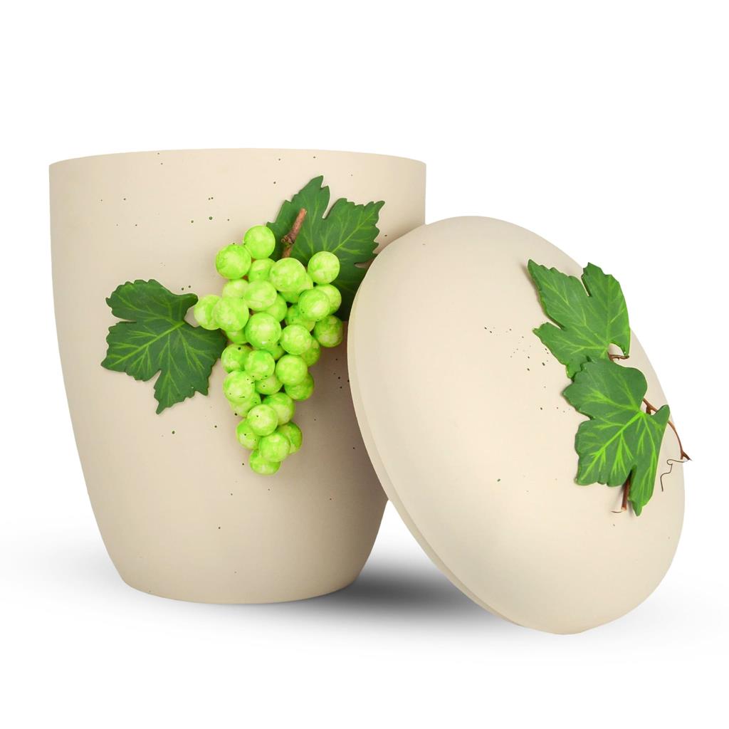 Biourne glint-seashell, Design "Weintrauben grün"