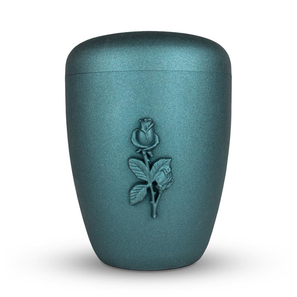 Biourne, glint-türkis lackiert, Massiv- emblem "Rose" glint-türkis