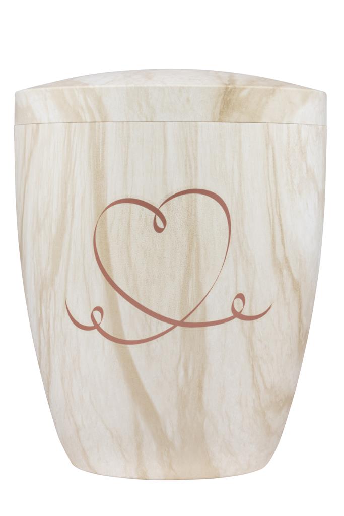 Naturstoffurne, Beschichtung "Carrara- matt, "Herz"