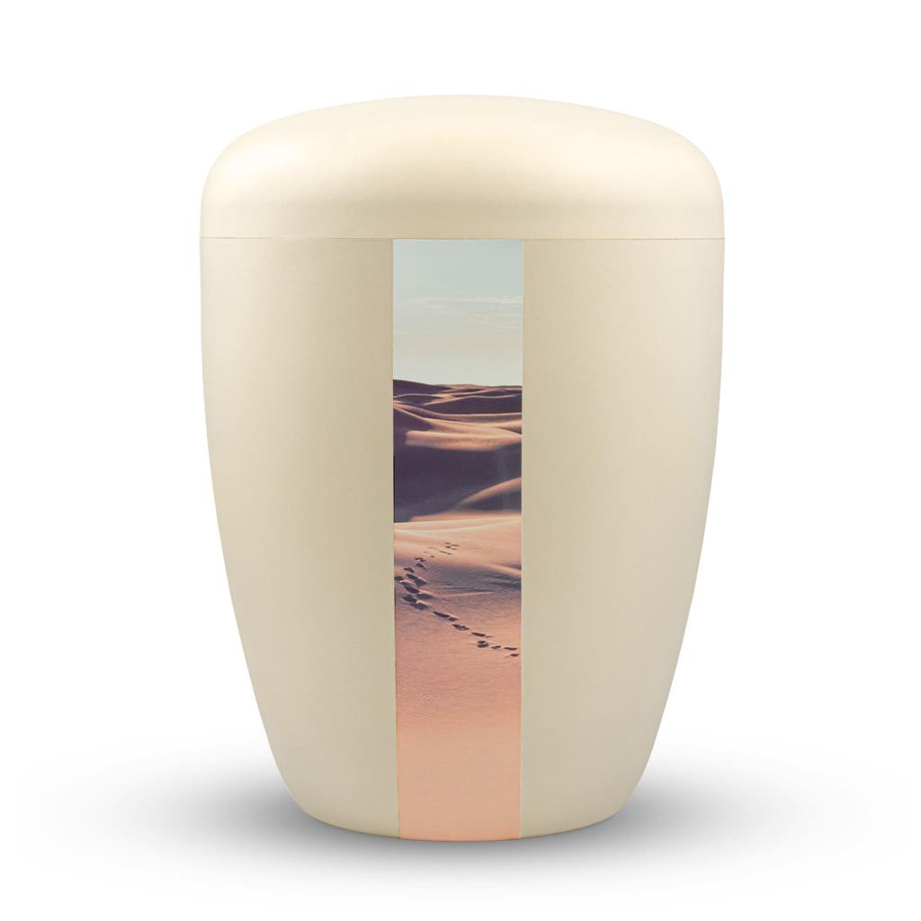 Biourne, glint-seashell lackiert, Fotobanerole "Spuren im Sand"