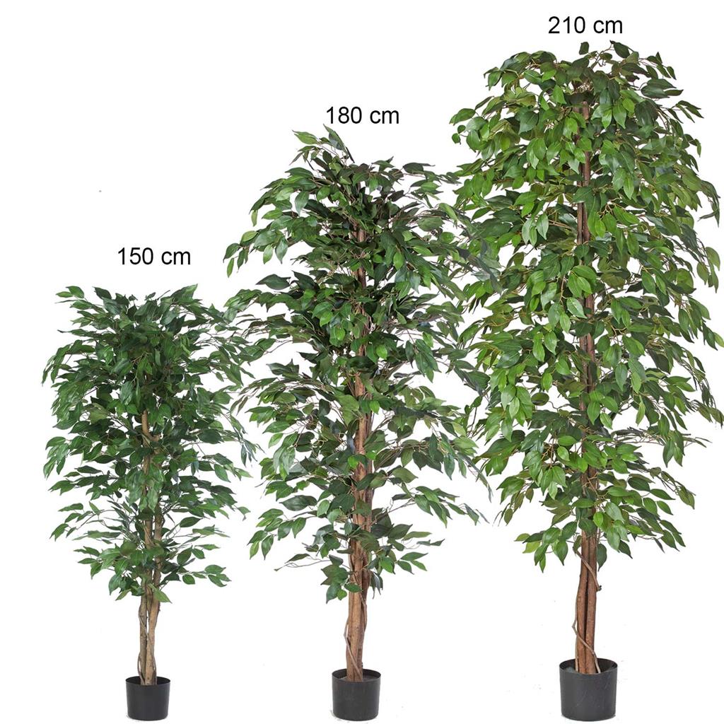 Ficus Benjamini, Kunstbaum, 150cm, im Kunststoffcontainer