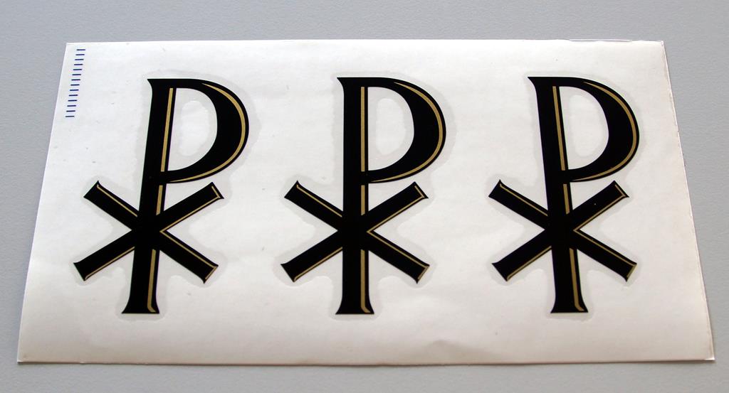 Grabkreuzbeschriftung, 'Px'-Zeichen, 3 Stück pro Blatt