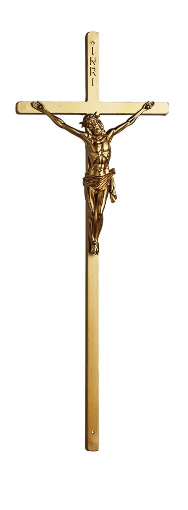 Metallsargkreuz mit Körper LxB = 437mm x 160mm, gold-lackiert
