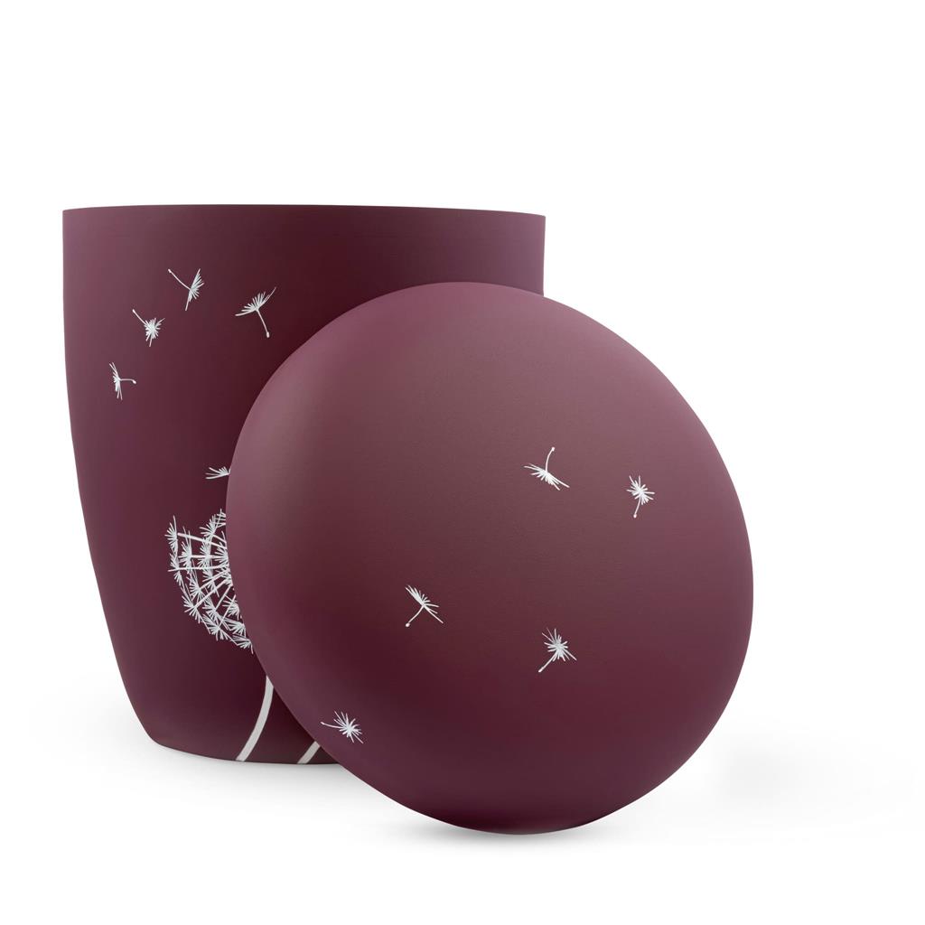 Biourne, beere-matt lackiert, Design 'Pusteblume weiß'