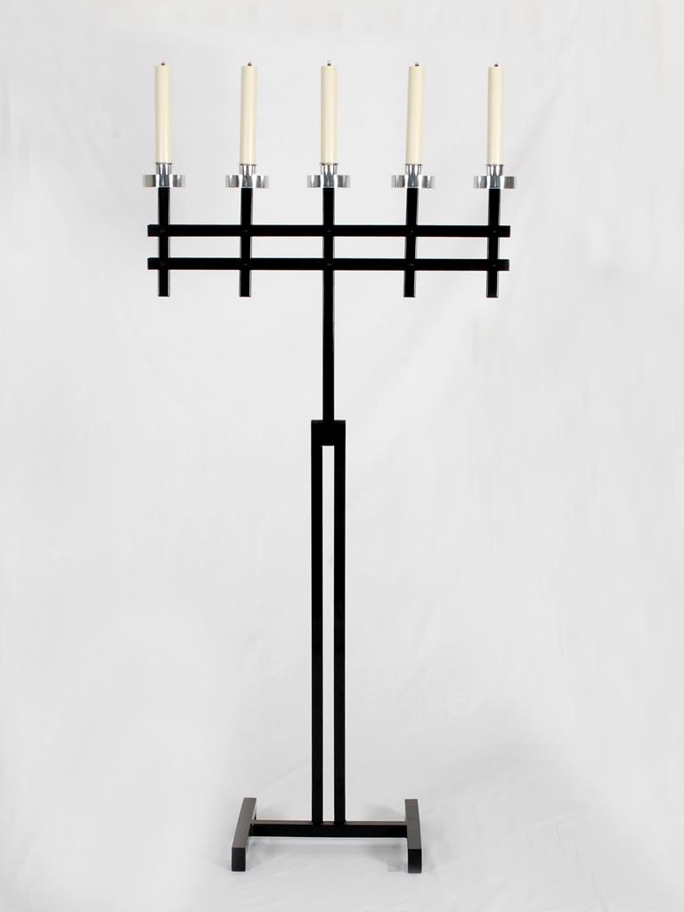 Leuchter aus Stahl 5-lichtig auch in Sch rägstellung für links/rechts lieferbar H