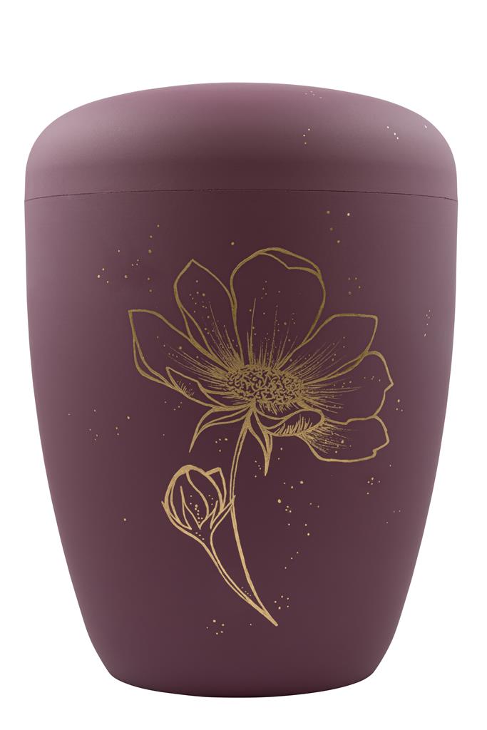 Biourne, beere-matt lackiert, Design 'Blüte' gold