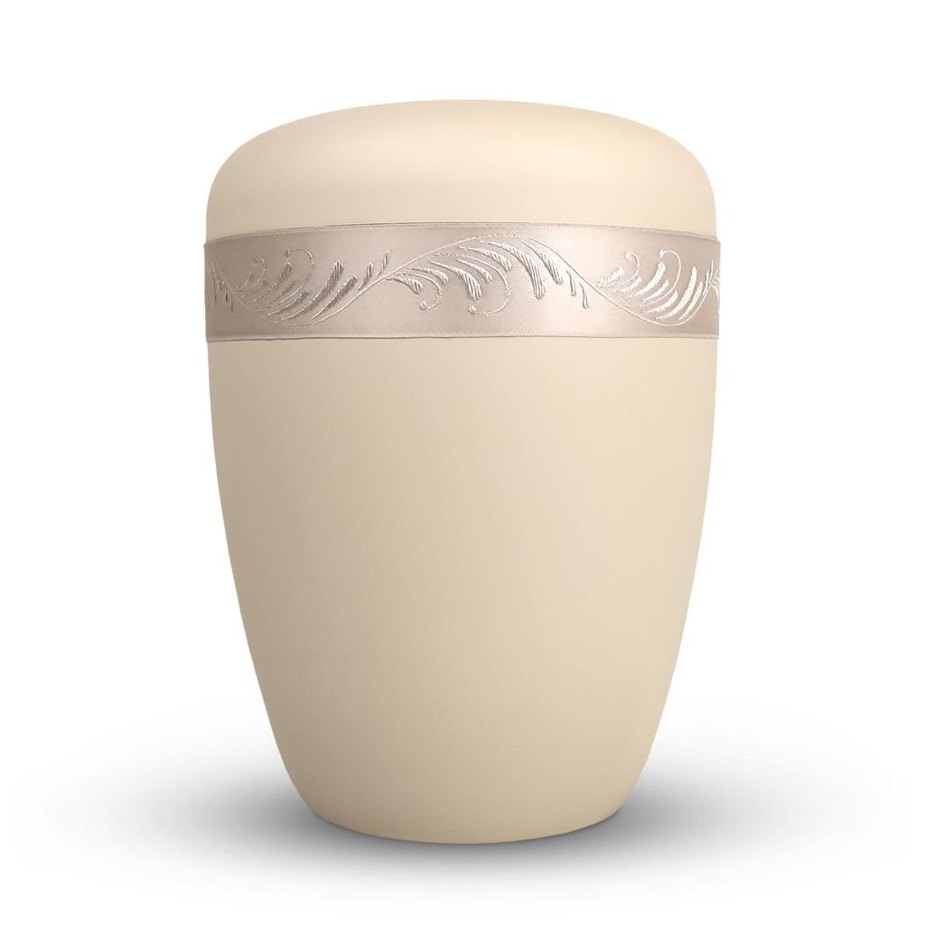 Flüssigholzurne glint-seashell lackiert, Satinband messing