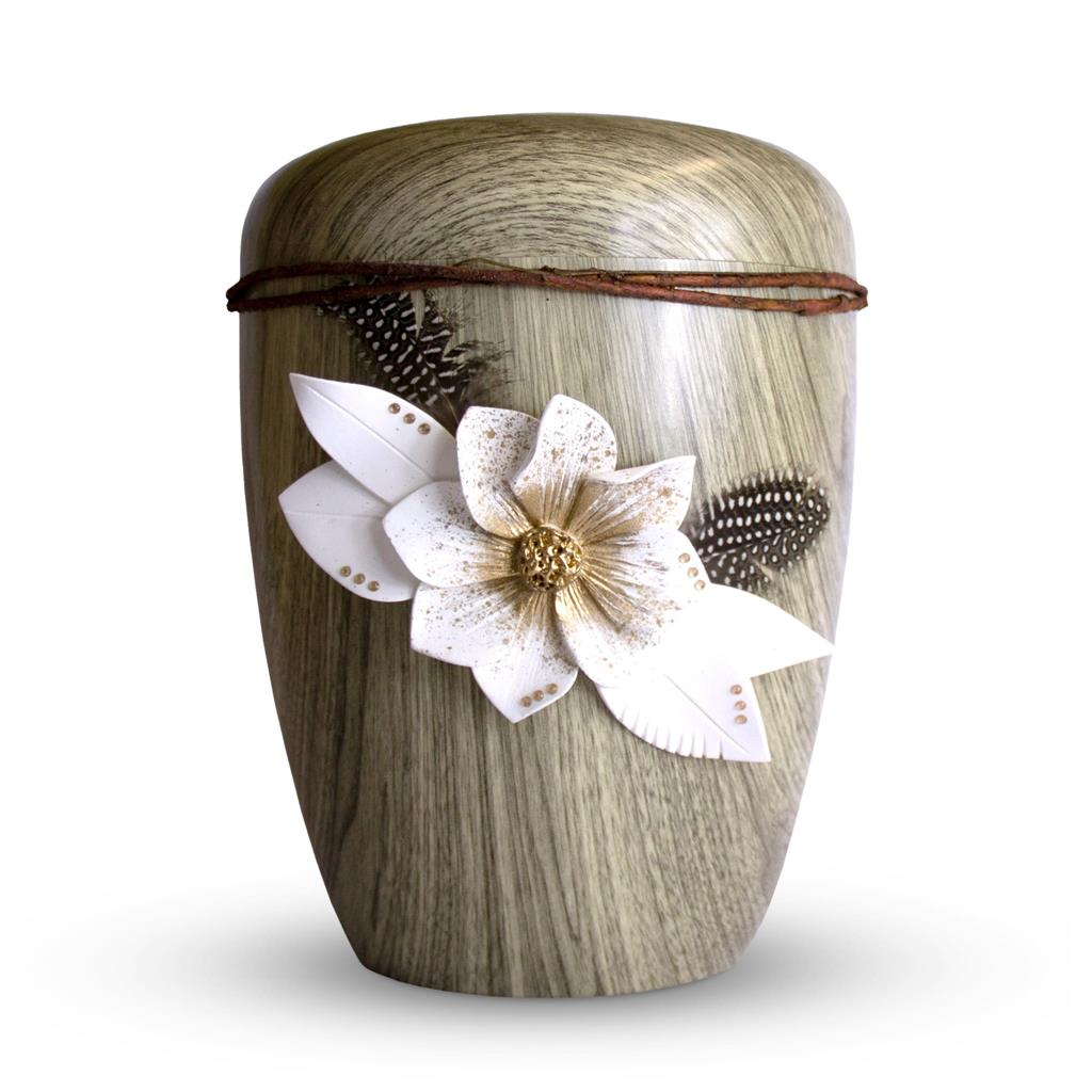 Naturstoffurne, Beschichtung "Altholz weiß", "Windröschen"