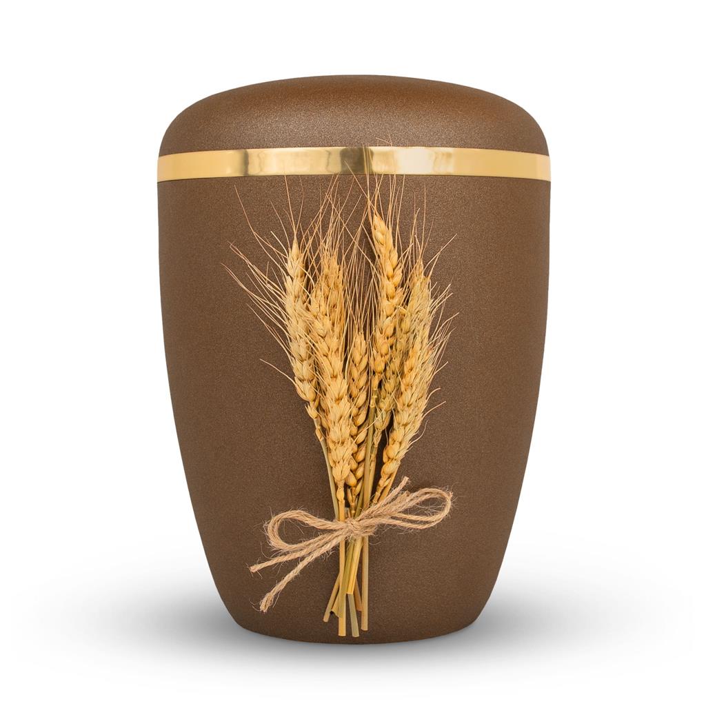 Biourne glint-bronze lackiert, Design 'Kornähre', Goldband