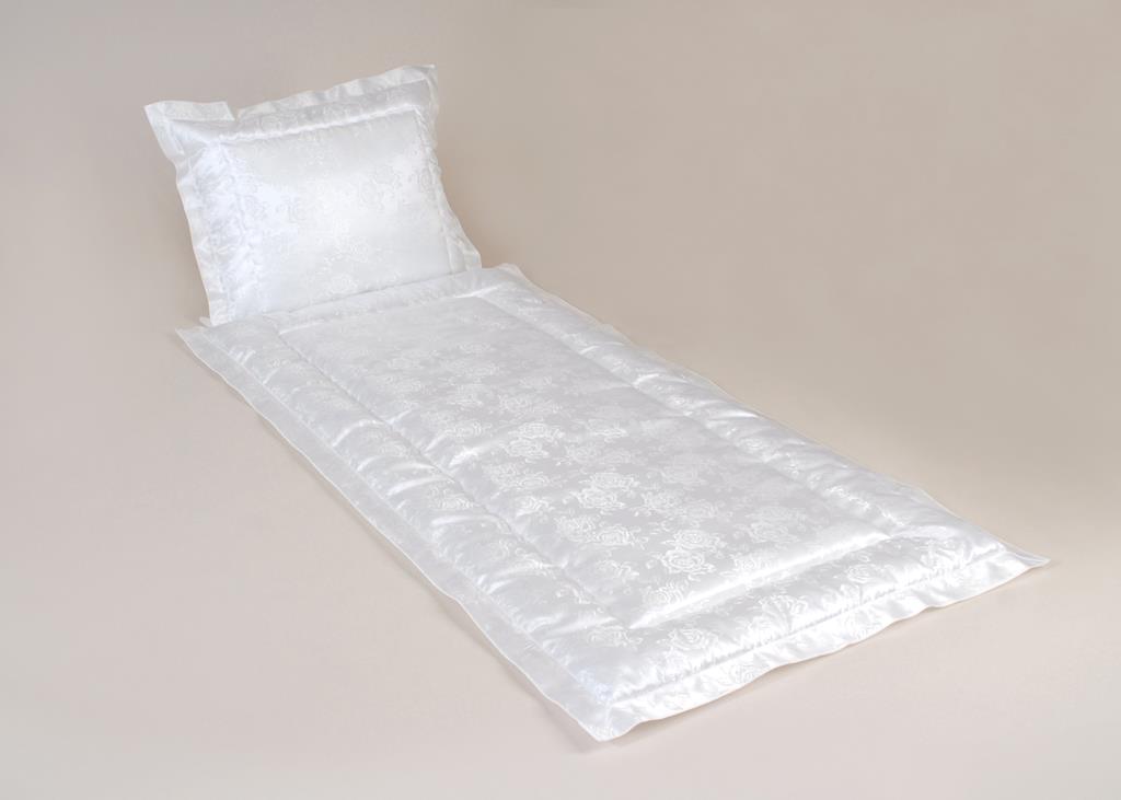Deckengrt., Damast weiß Dess. 7, Stehsaum, 200 g/m²