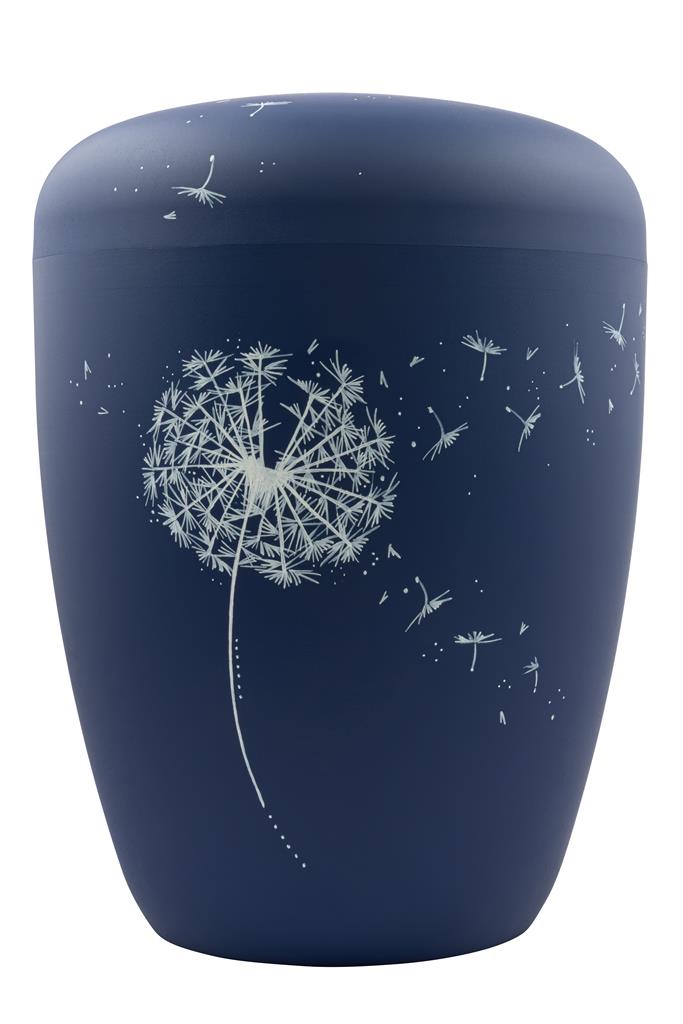 Naturstoffurne, atlantic-blue, "Pusteblume weiß"