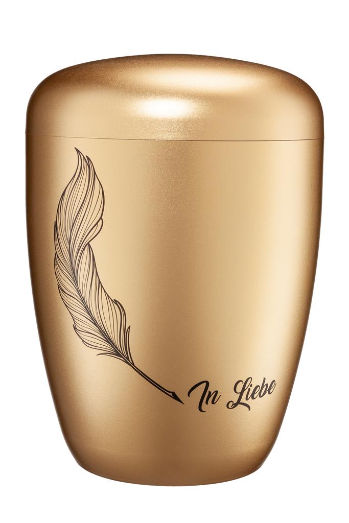 Naturstoffurne, gold, "Feder"