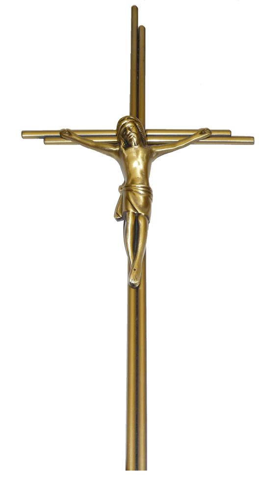 Metallsargkreuz mit Körper LxB = 610mm x 200mm, altmessing-galv.