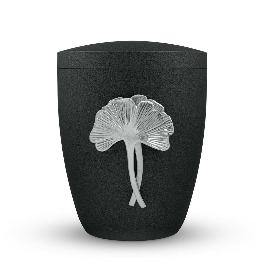 Naturstoffurne, glint-midnight-black, "Ginkgo"