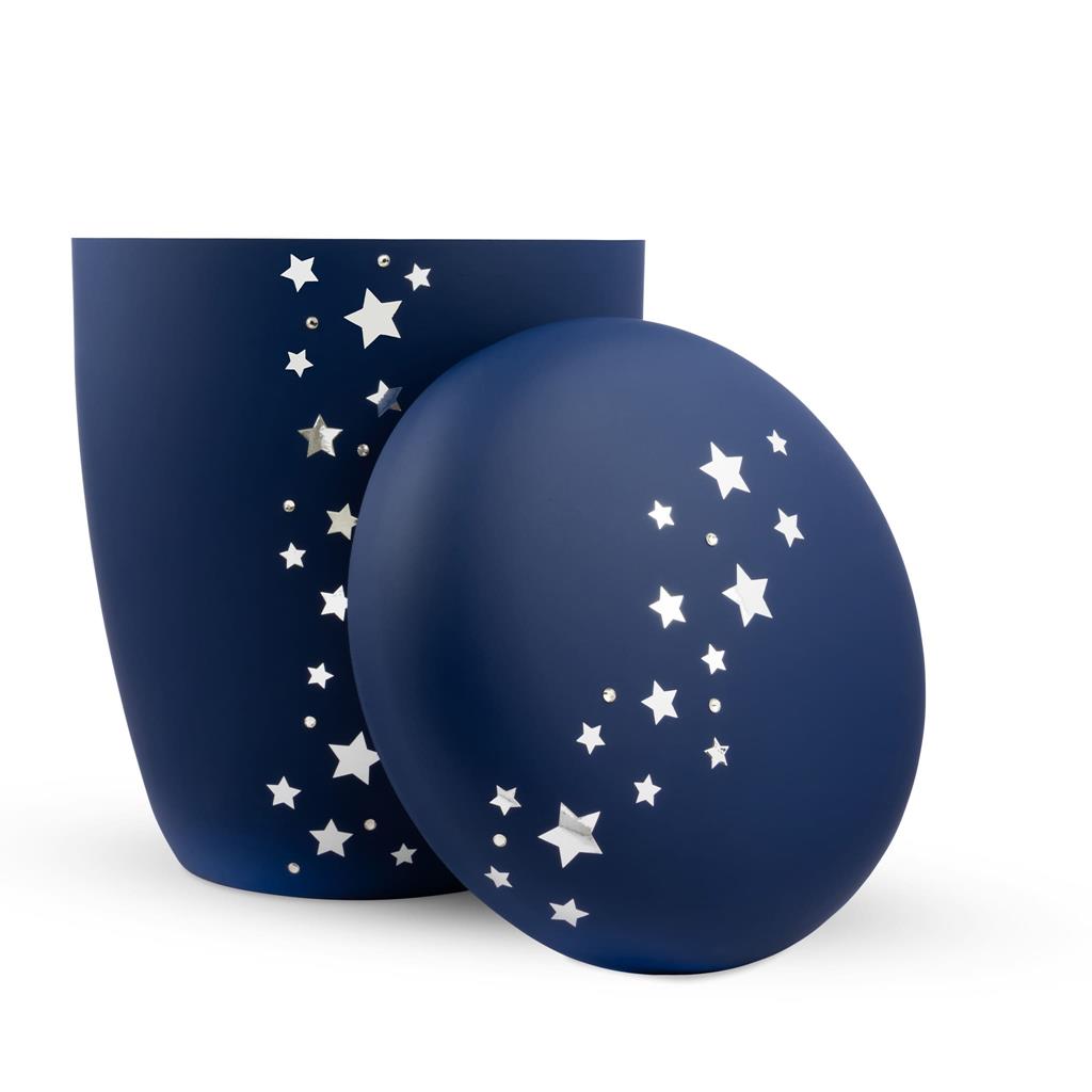 Biourne, glint-atlantic-blue lackiert, Folienemblem "Sterne" silber