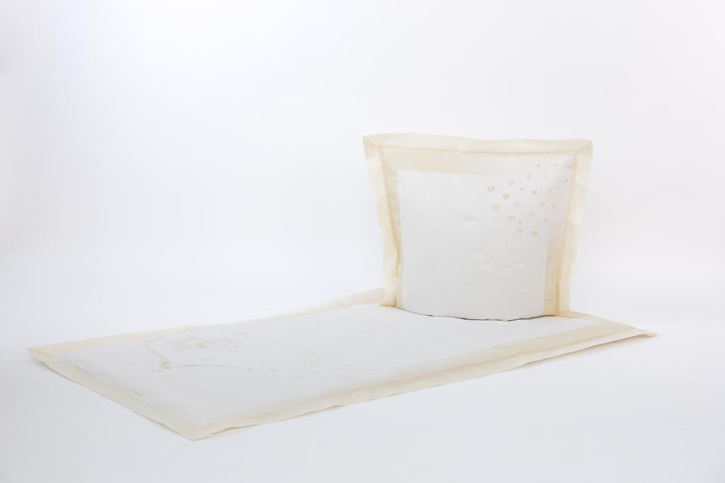 Deckengrt., Mischgewebe creme, Motiv "Herz", Stehsaum, 200 g/m²