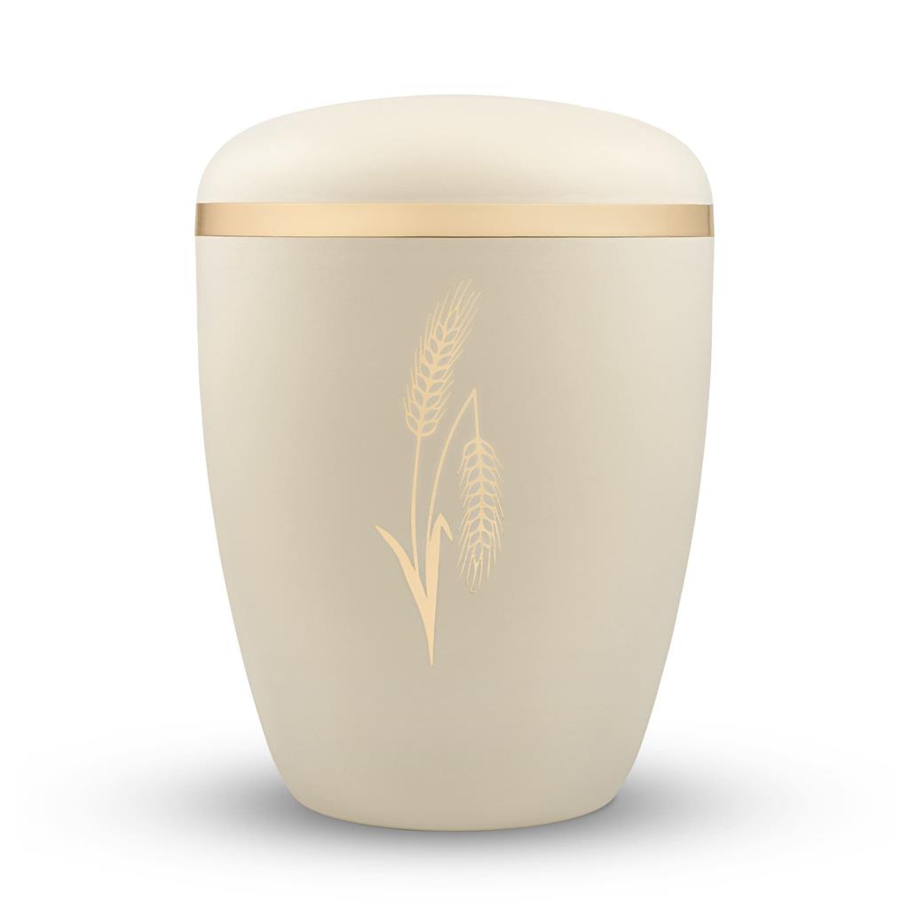 Biourne, glint-seashell lackiert, Folienemblem 'Ähre' gold, Goldband