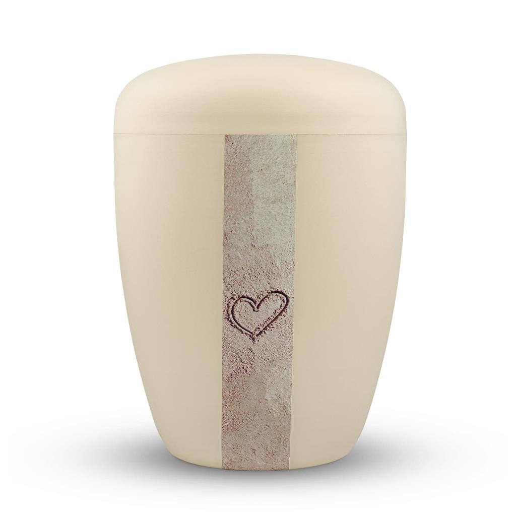 Biourne, glint-seashell lackiert, Fotobanerole "Herz im Sand"