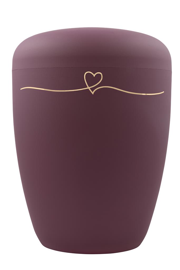 Biourne, beere-matt lackiert, Folienemblem "Herzchen" gold