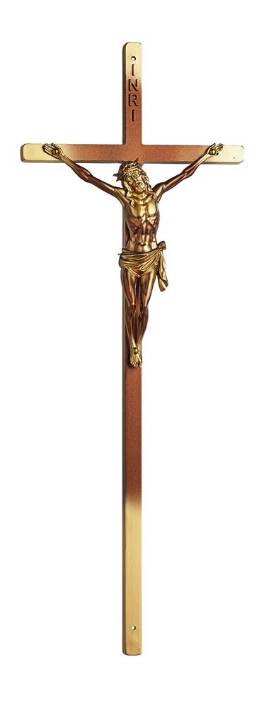 Metallsargkreuz mit Körper LxB = 437mm x 160mm, altflämisch-lackier