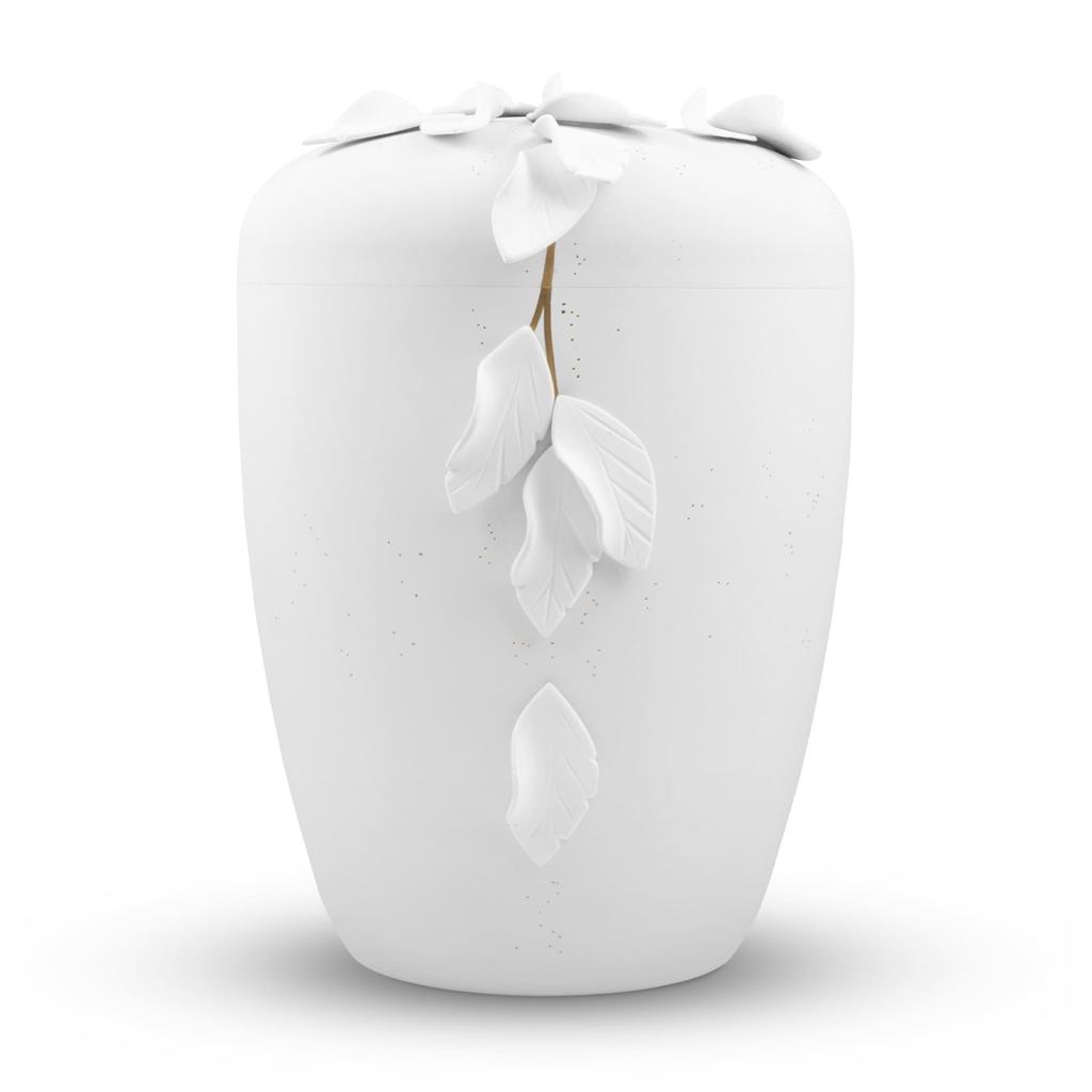 Biourne weiß-matt, Design "fallende Blätter 3D"