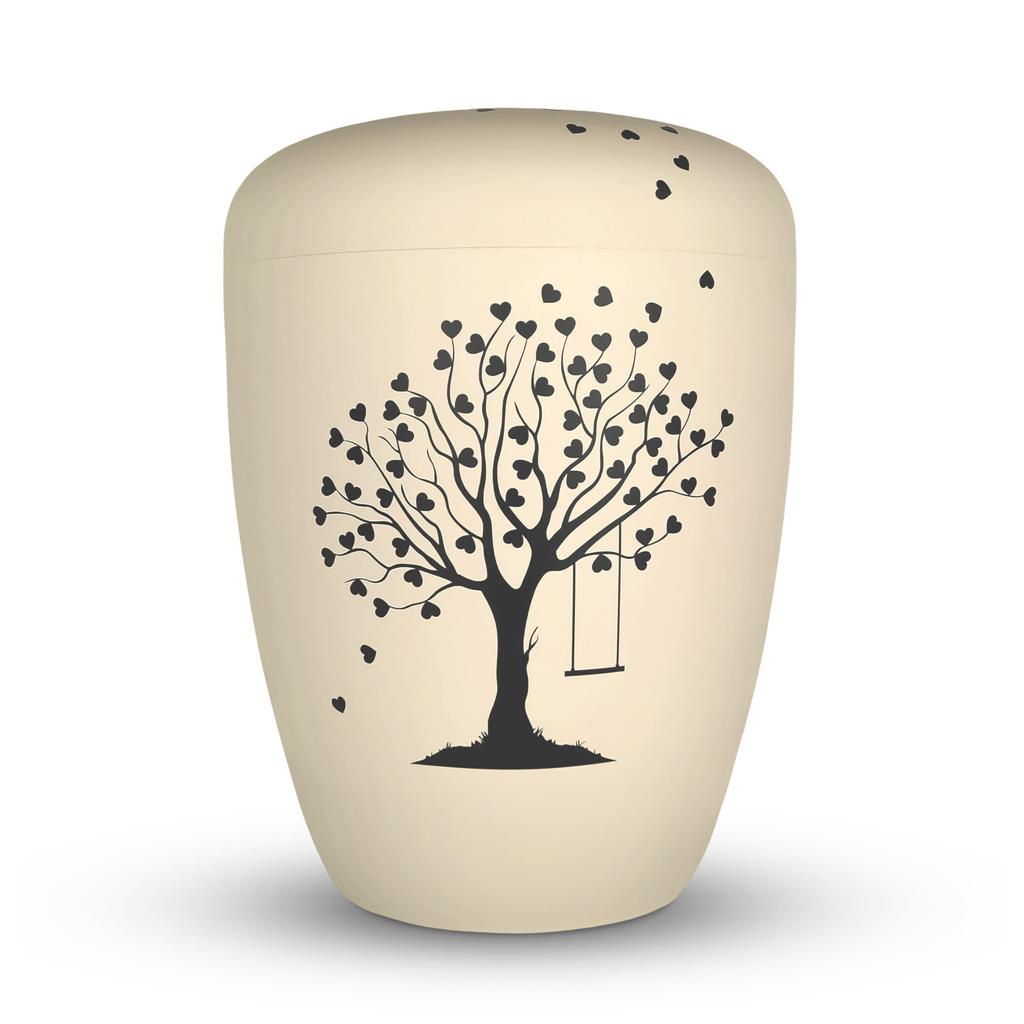 Biourne, glint-seashell lackiert, Folienemblem "Baum m. Herzen" schw.