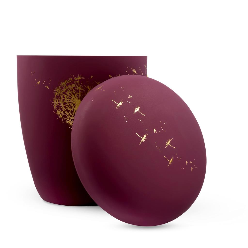 Biourne, beere-matt lackiert, Design 'Pusteblume' gold