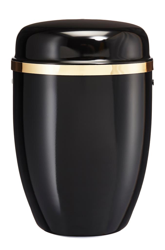 Stahlblechurne, schwarz lackiert, Goldband