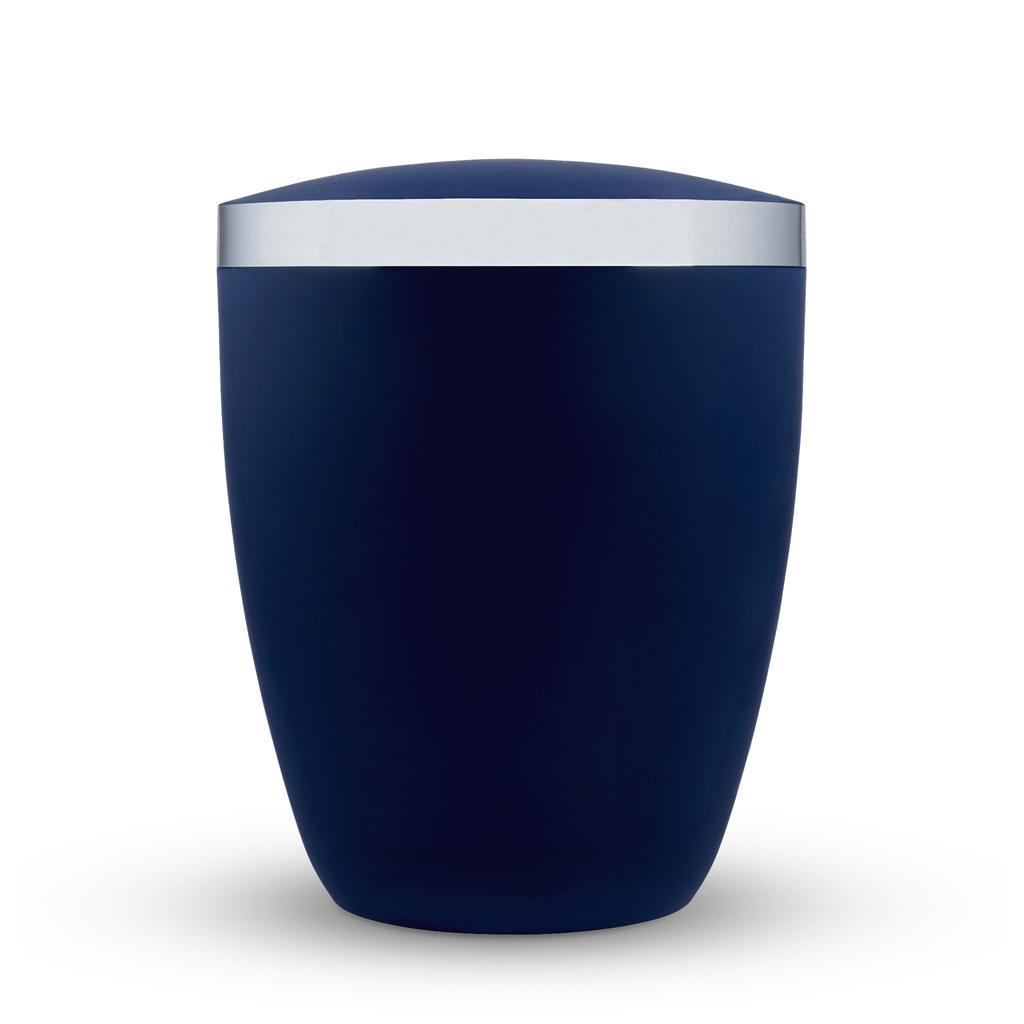 Biourne, glint-atlantic-blue lackiert, Silberband geschliffen breit