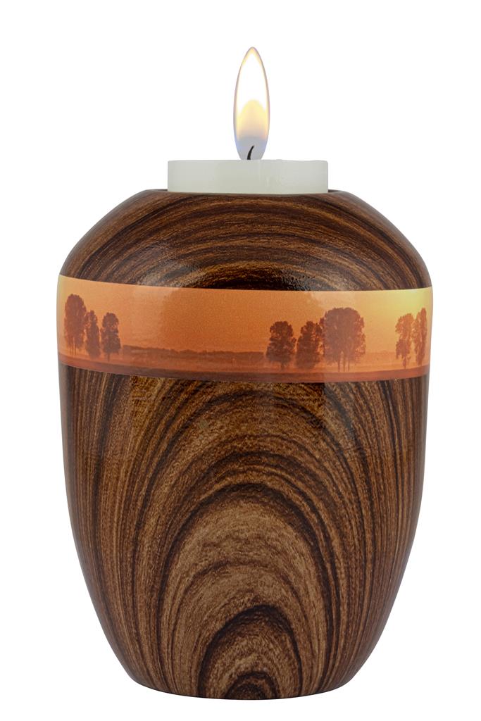 Gedenklicht, walnuss, "Sonnenuntergang"