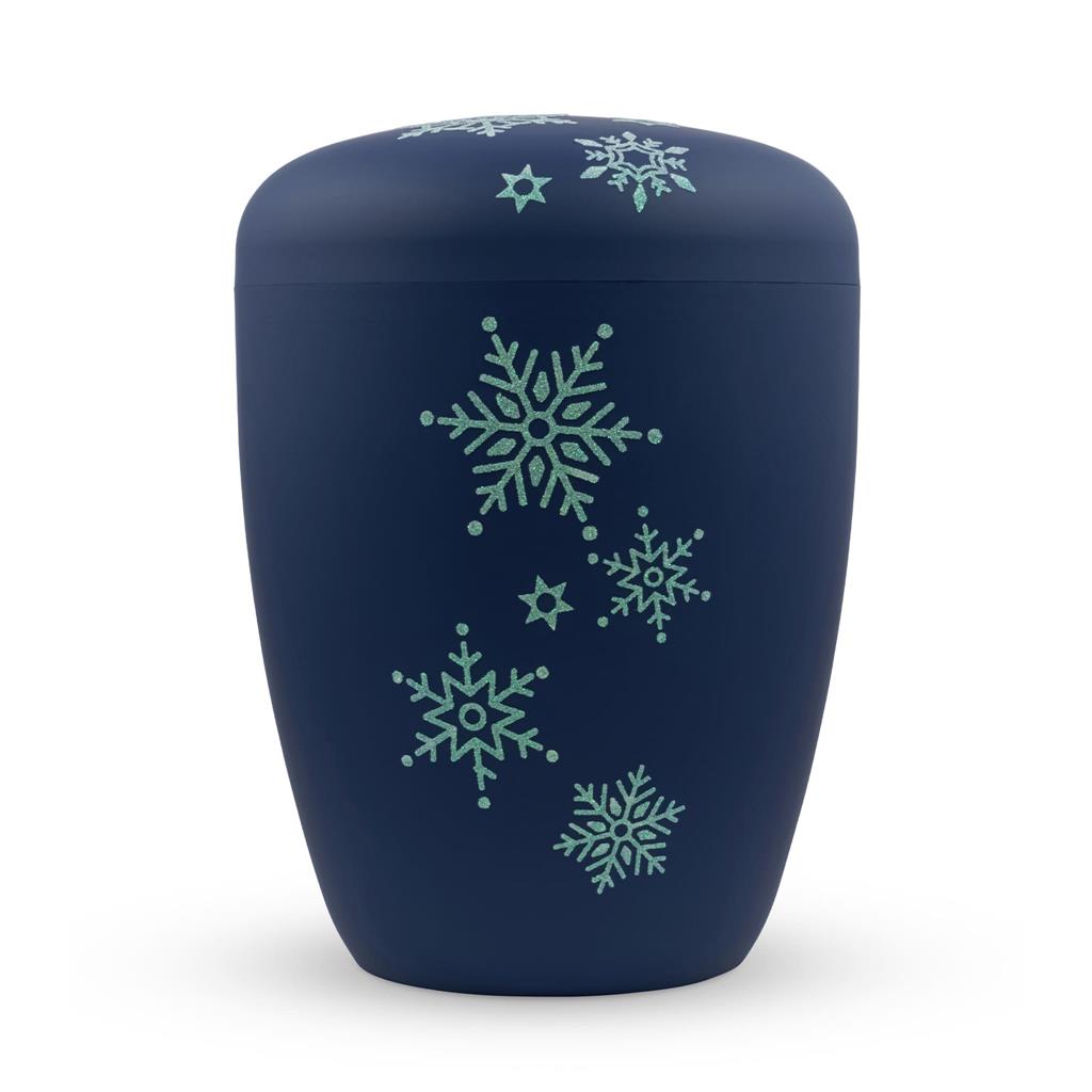 Naturstoffurne, atlantic-blue, Schneeflocken