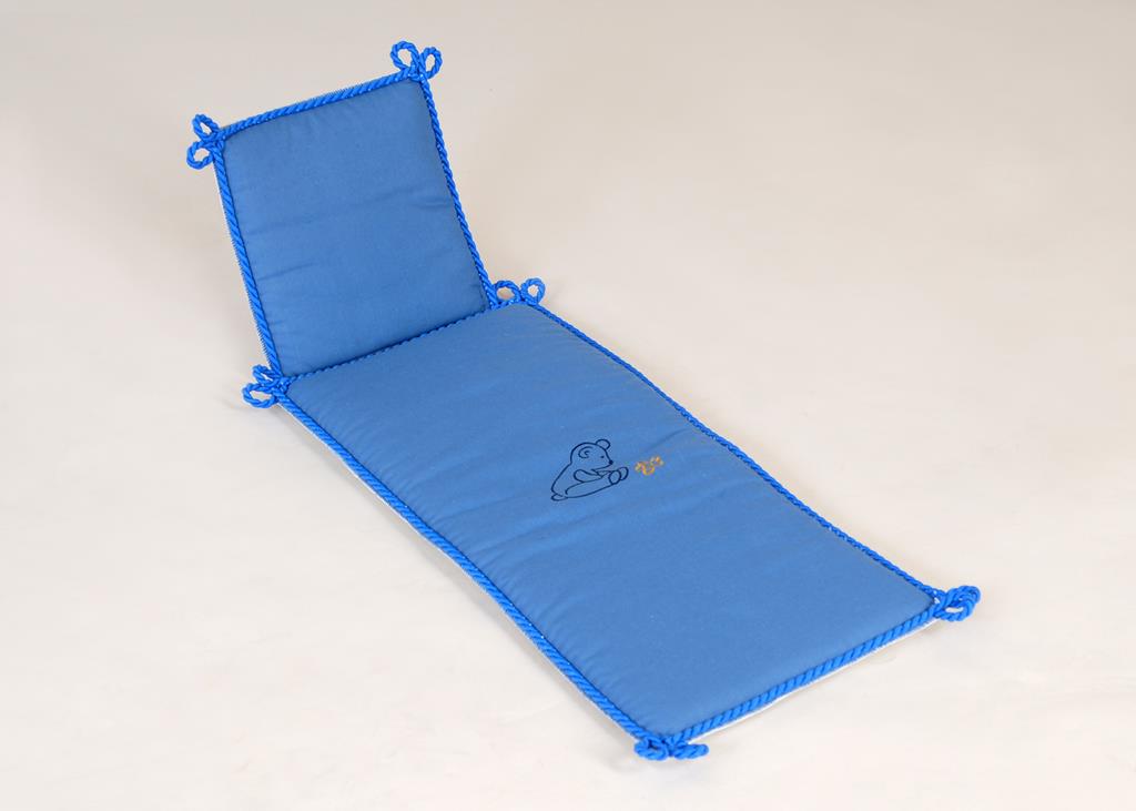 Kinderdeckengrt., blau, Stickerei Bär, Kordel, 35cm