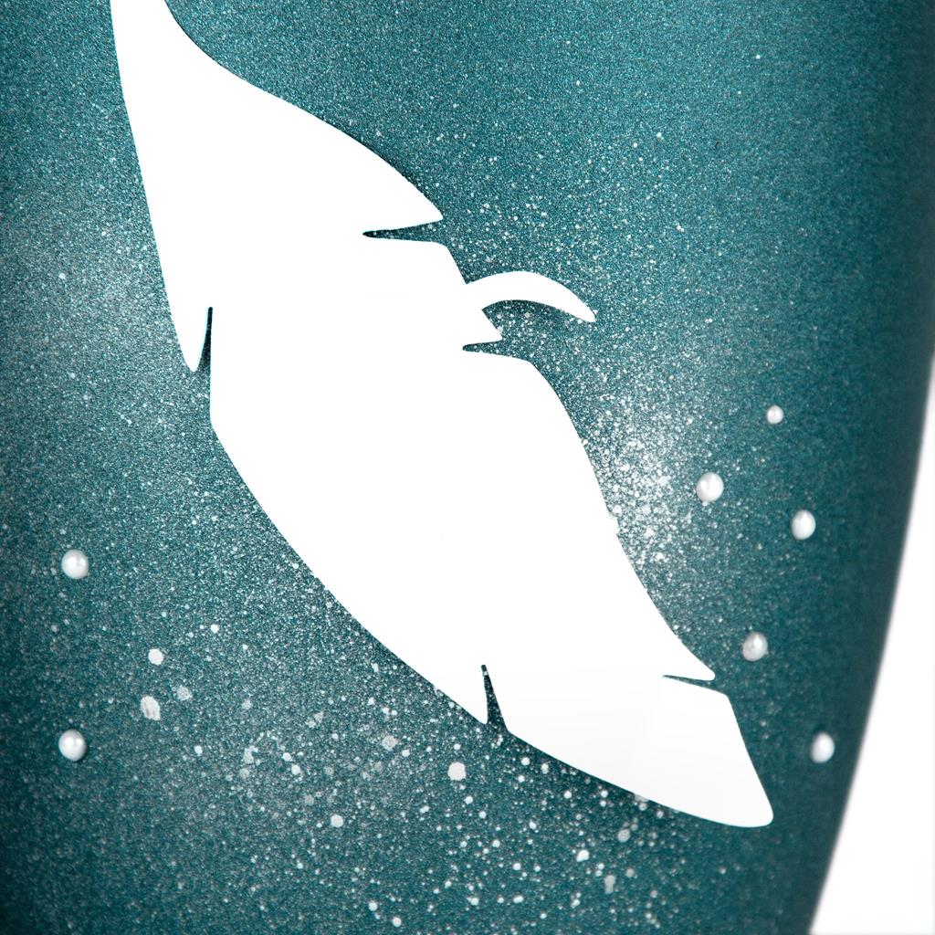 Biourne glint-türkis, Design "Feder mit Perle"