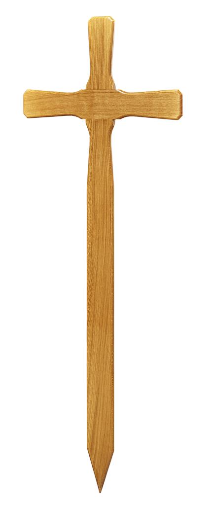 Grabkreuz Form 7, runde Kanten, Eiche lackiert, ohne Hohlkehle, 160x60x10 cm