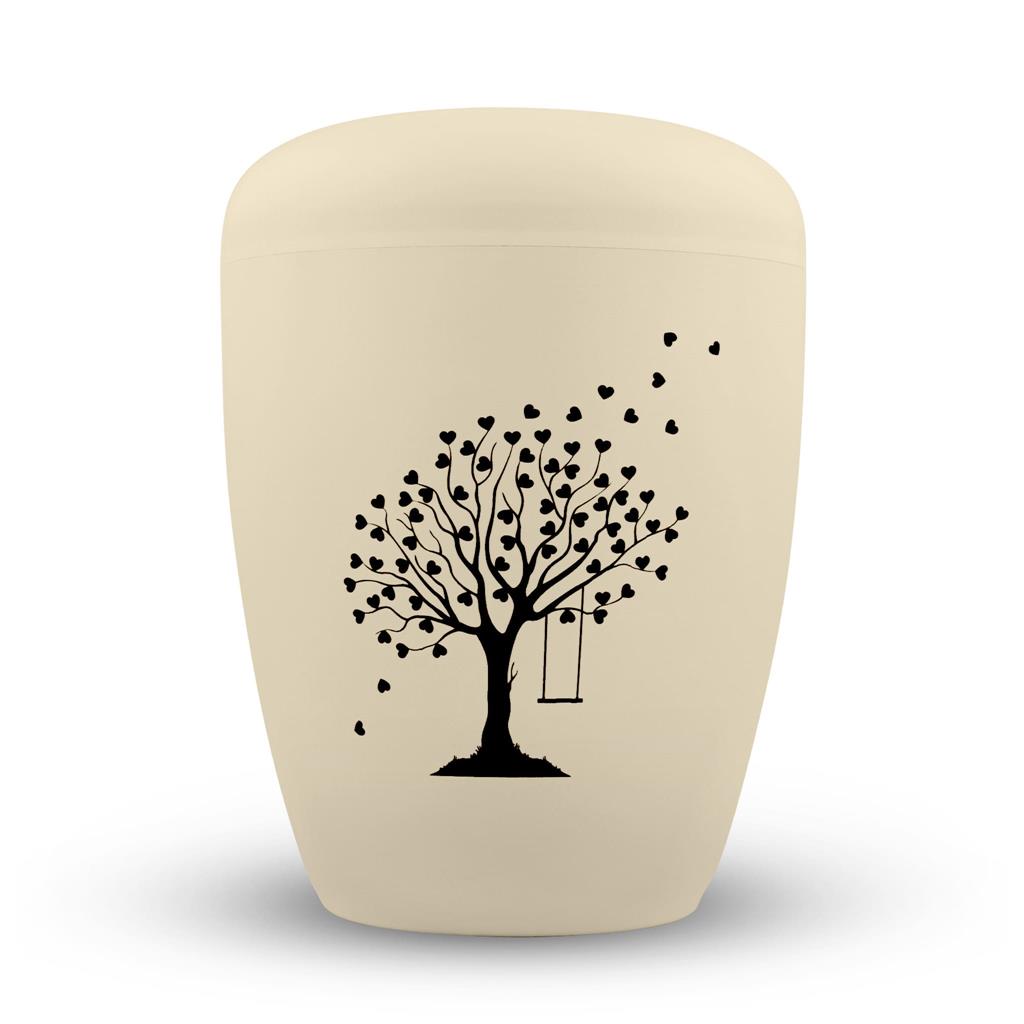 Biourne, glint-seashell lackiert, Lasergravur "Baum m. Herzen"