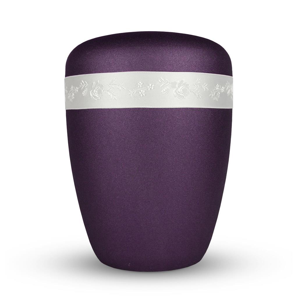 Biourne, glint-violett lackiert, Rosenborte weiß