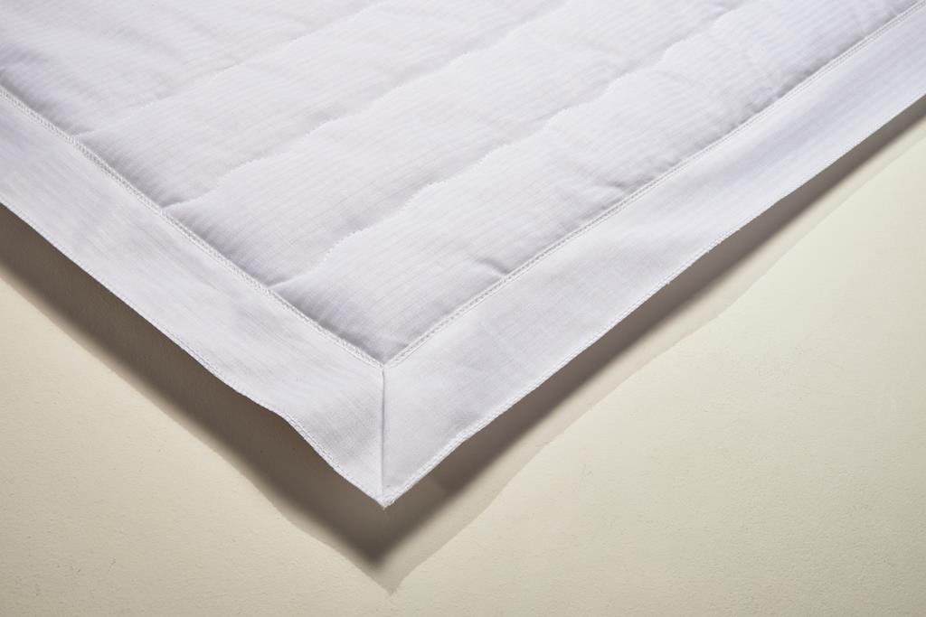 Deckengrt., BW-Linon weiß, Streifen, Stehsaum, 80 g/m²