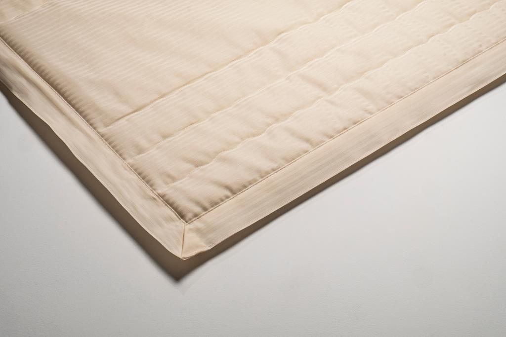 Deckengrt., BW-Gewebe creme, Streifen, Stehsaum, 120 gr/qm