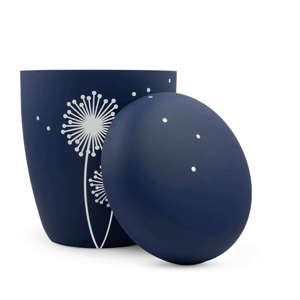Naturstoffurne, atlantic-blue, moderne Pusteblume