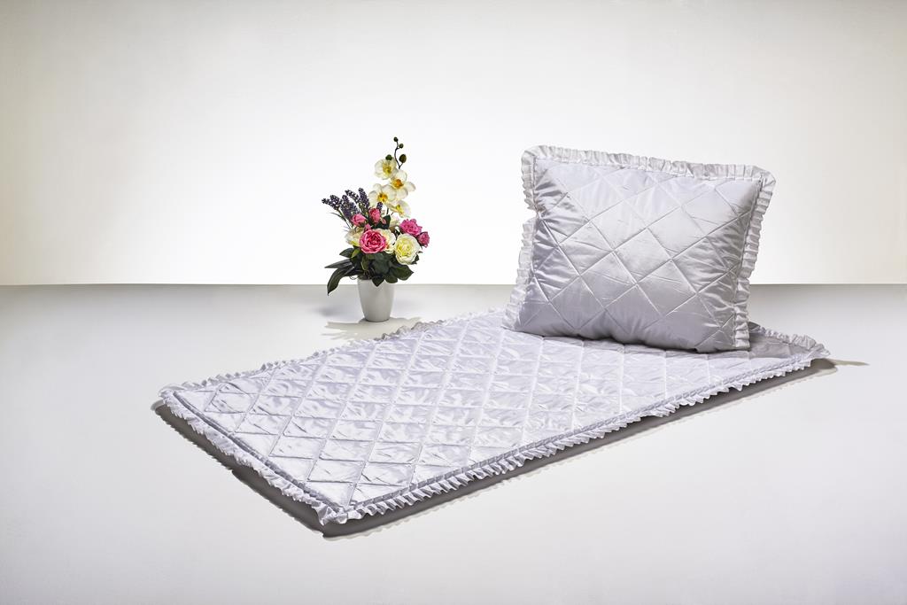 Deckengrt., Serge weiß, Volant, 120 g/m²