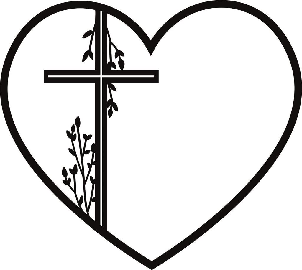 Foliebemblem 'Herz mit Kreuz', silber