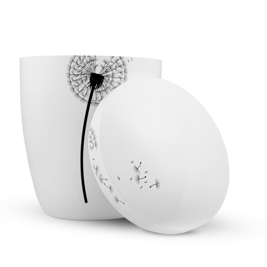 Biourne weiß-lackiert, Folien- emblem "Pusteblume"