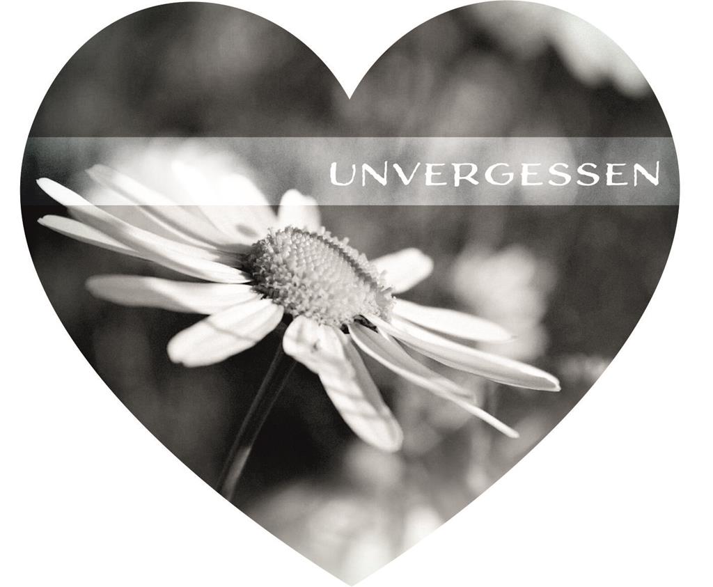 Foliebemblem 'Herz - Unvergessen und Margeriten'