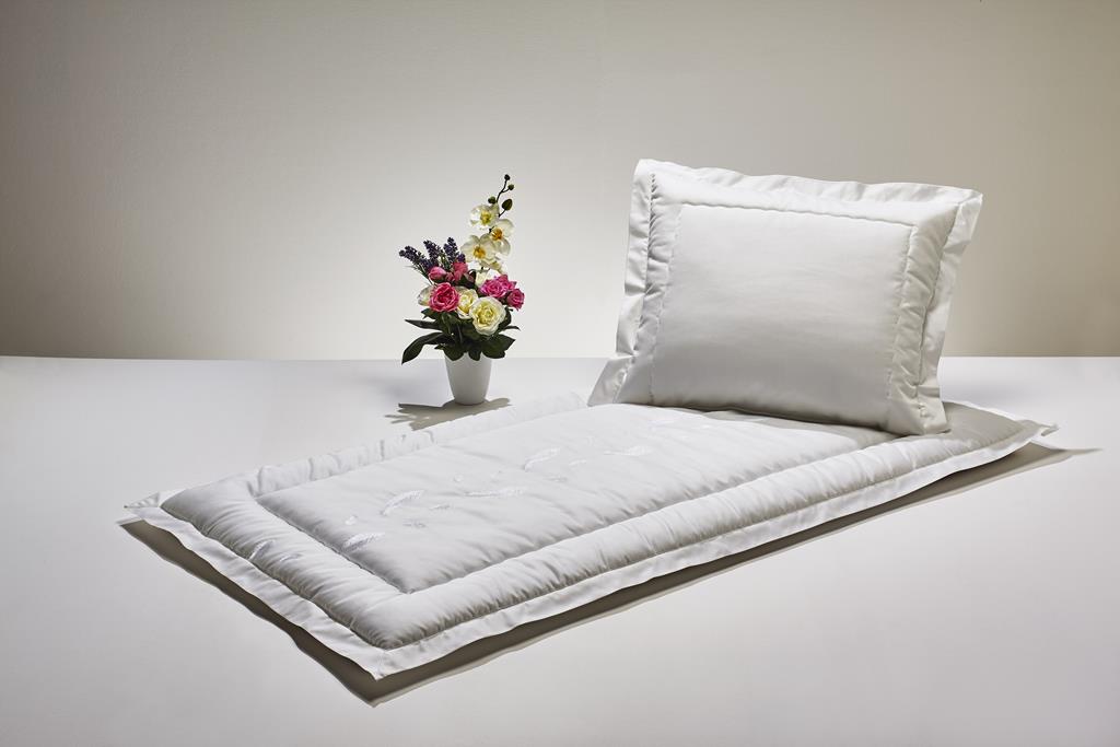 Deckengrt., Mischgewebe elfenbein, gest. Feder, Stehsaum, 350 g/m²