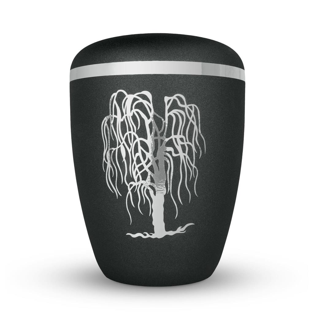 Biourne, glint-midnight-black lackiert, Folienemblem "Trauerweide"